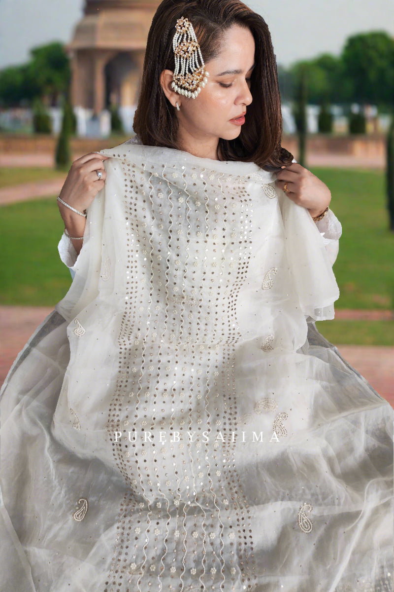 White Rose Organza- Silk