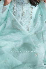 Aqua- Green Organza-Silk