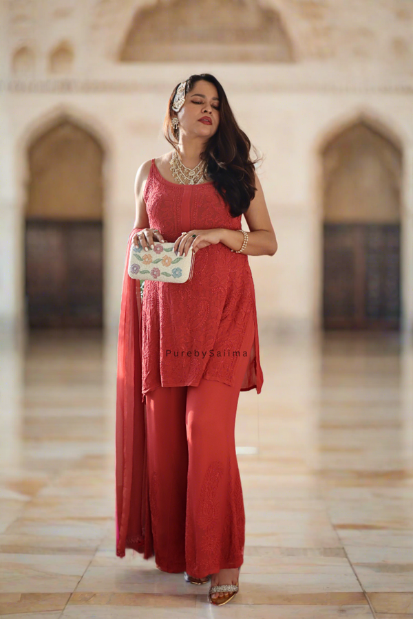 Raspberry Red Sharara Set